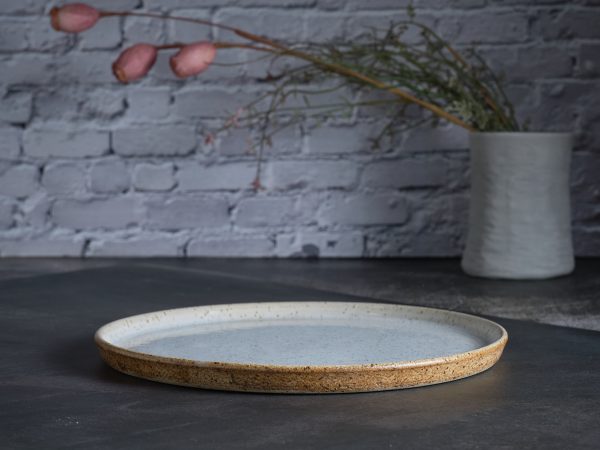 Large flat dinner plate 26cm, White Rustic Series